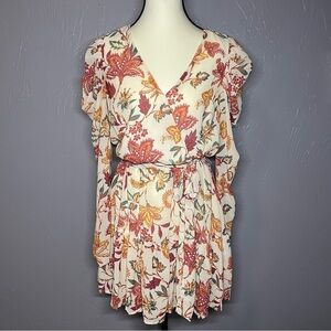 Flying Tomato Long Sleeve Flutter Sleeve Wrap Mini Dress